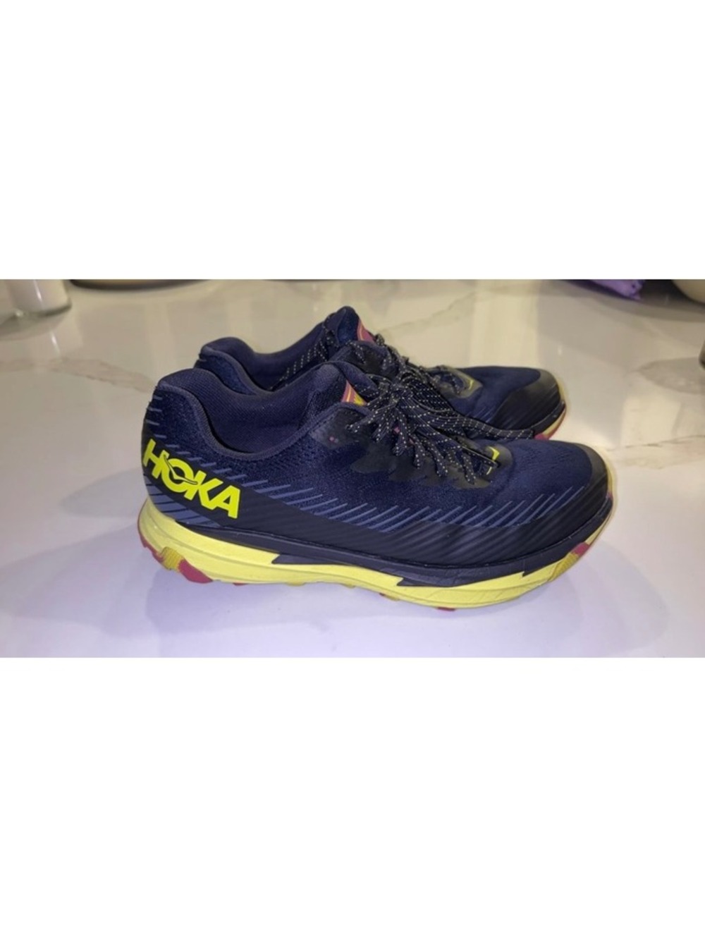 Hoka One One Trail Running Shoes - Navy and Yellow, Size 9
